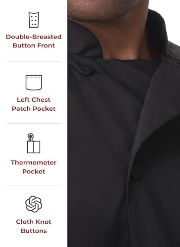 Chef Works Men's Montreal Cool Vent Chef Coat, Black, Large - Image 4