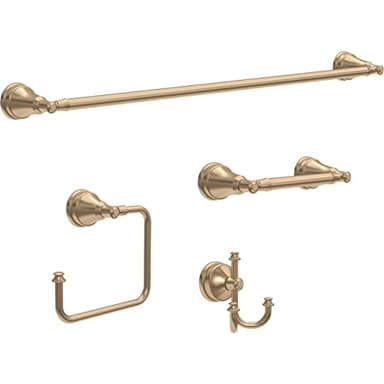 Delta Mylan 4-Piece Bathroom Set Champagne Bronze 18" Towel Rack, Toilet Paper Holder, Hand Towel Holder, Hook| Bathroom Accessory Set Towel Holder 4-Piece Hardware MYN64-CZ - Image 1