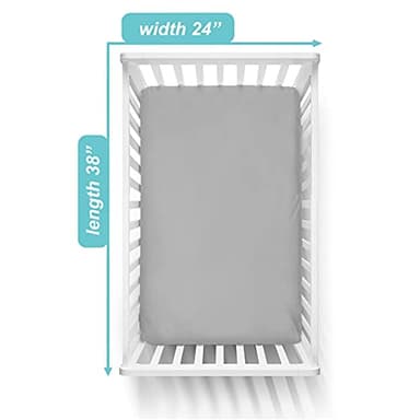 TL Care Supreme 100% Natural Cotton Jersey Knit Mini Crib Sheet, Gray, 24" x 38", Soft Breathable, for Boys and Girls - Image 3