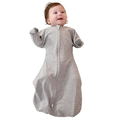 ZIGJOY Baby Transitional Swaddles for Newborns: 0.5 Tog Arms Up Sleep Sack 3-6-12 Months Soft Cotton Shark Fin 2 Way Zipper Wearable Blanket Newborn Transition Swaddle Sleeping Sacks for Boy and Girl - Image 1
