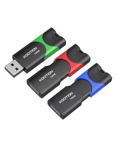 KOOTION 128GB Flash Drive 3 Pack USB Flash Drives Multicolor USB Drive Retractable Thumb Drive USB 2.0 Flash Drive Zip Drives High Speed Jump Drives with LED Indicator - 3Pack (Red, Green, Blue) - Image 1