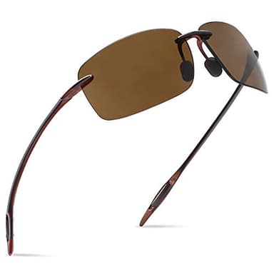 JULI Sports Polarized Sunglasses for Men Women Tr90 Rimless Frame for Running Fishing Golf Surf Driving(Brown) - Image 4