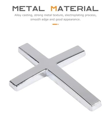 SCUARI 2PCS 3D Cross Stickers,Car Accessories Decals for Vehicles,Self Adhesive Cross Metal Car Emblem,2.5"×1.8" Cross Jesus Automotive Decal,Suitable for Trunk Tailgate Side Decoration (Silver) - Image 3