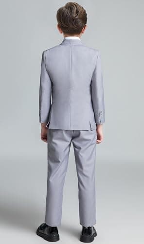 Boy's Formal Suit Set Slim Fit Light Grey Kids Tuxedo Suits for Wedding Teen Toddler Boy Dress Suit Outfit Size 5 - Image 3