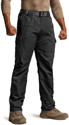 CQR Men's Tactical Pants, Water Resistant Ripstop Cargo Pants, Lightweight EDC Work Hiking Pants, Outdoor Apparel, Raider Black, 32W x 34L - Image 1
