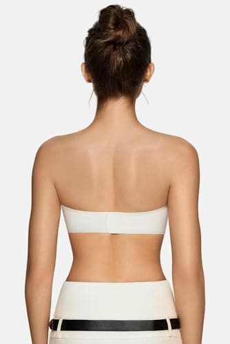 Vertvie Women's Wireless Strapless Bra Seamless Padded Bandeau Bra Non-Slip Silicone Tube Top Push Up Convertible Bralette (White,Medium) - Image 3
