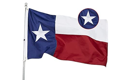 Homissor Texas Flag 5x8 Feet - Embroidered Star Sewn Stripes Outdoor Heavy Duty 210D Oxford Nylon Flags Vivid Color - Canvas Header Brass Grommets and 4 Stitch Hemming USA Flag - Image 1
