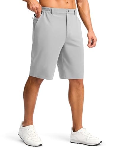 Casual Shorts for Men 11" Lightweight Men's Golf Shorts Stretch with 3 Pockets Quick Dry Summer Breathable Shorts(Bright Gray,XL) - Image 1