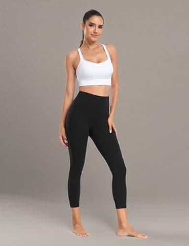 HeyNuts Yoga Pro 7/8 Leggings, High Waisted Soft Pants Buttery Workout Leggings Athletic Compression Yoga Pants 25'' Black S(4/6) - Image 7