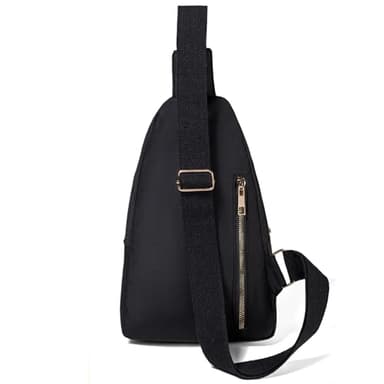 Small Crossbody Sling Backpack Sling Bag for Women, Chest Bag Daypack Fanny Pack Cross Body Bag for Outdoors Hiking Traveling - Gold Zipper - Image 4