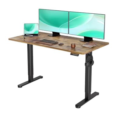 YDN Standing Desk, Electric Adjustable Height Stand up Desk, 55x24 Inches Sit Stand Home Office Desk with Splice Board, Rustic Brown Top - Image 1