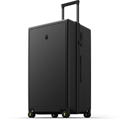 LEVEL8 Trunk Luggages, Large Suitcase 28 Inch Luggage with Spinner Wheels, Luminous Textured Checked Lightweight Hard Shell with Tsa Lock, Black - Image 1