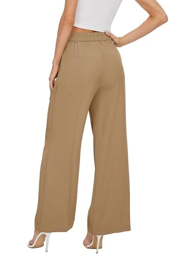 FUNYYZO Women's Wide Leg Pants High Elastic Waisted in The Back Business Work Trousers Long Straight Suit Pants - Image 6