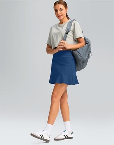 Viodia 16" Golf Skorts for Women High Waisted Tennis Skirt Athletic Skorts Skirts for Women Built-in Shorts with 5 Pockets Blue M - Image 6