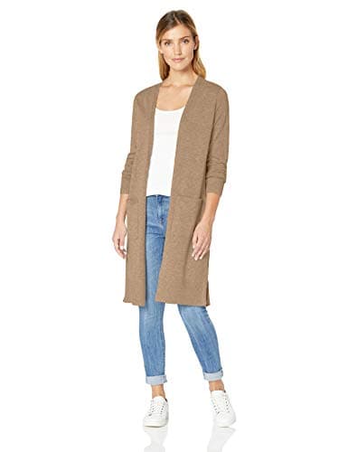 Amazon Essentials Women's Lightweight Longer Length Open-Front Long-Sleeve Cardigan Sweater (Available in Plus Size), Camel Heather, X-Large - Image 1