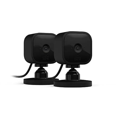Blink Mini - Compact indoor plug-in smart security camera, 1080p HD video, night vision, motion detection, two-way audio, easy set up, Works with Alexa – 2 cameras (Black) - Image 1