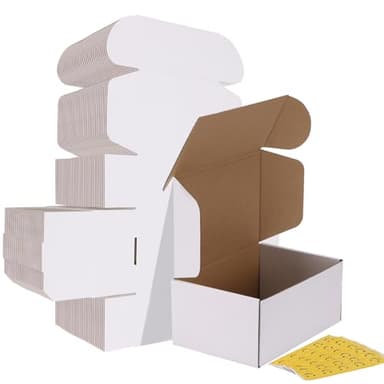 HORLIMER 9x6x4 Shipping Boxes Set of 30, White Corrugated Cardboard Mailer Box for Packing Small Business - Image 1