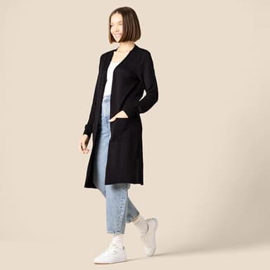 Amazon Essentials Women's Lightweight Longer Length Open-Front Long-Sleeve Cardigan Sweater (Available in Plus Size), Black, Medium - Image 5