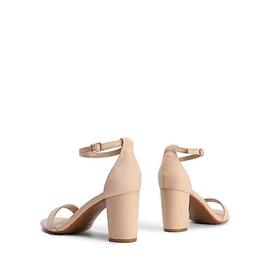 DREAM PAIRS Women's Chunk Low Heel Pump Sandals,Size 6.5,Nude/Suede,CHUNK - Image 3