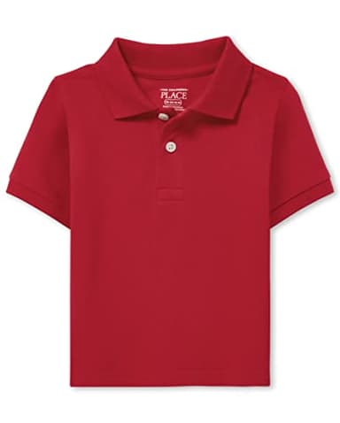 The Children's Place Baby Boys and Toddler Uniform Pique Polo Shirt, Classic Red, 9-12 Months US - Image 1