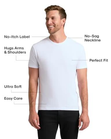 True Classic Mens T-Shirts – Short Sleeve Crew Neck T Shirts for Man, Cotton Blend Plain Novelty Men's T-Shirts, Pack of 3, White, XL - Image 2