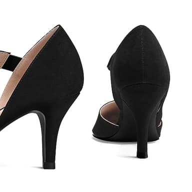 mysoft Women's Pointed Toe Low Stiletto Heel Dress Pumps Shoes - Available in Wide Sizes Black-Suede - Image 6