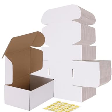 RLAVBL 30 Pack 9x6x4 Shipping Boxes, White Corrugated Cardboard Mailer Box for Packing Mailing Small Business - Image 1
