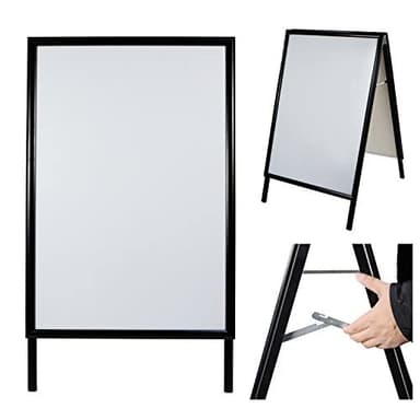 T-SIGN Sidewalk Sign for Indoor & Outdoor Sign - Open Aluminum A Frame Sign Poster Board 24x36 Inches, White Dry Erase Surface - Heavy Duty Double Sided Sandwich Board, Street Advertising Sign Board - Image 2