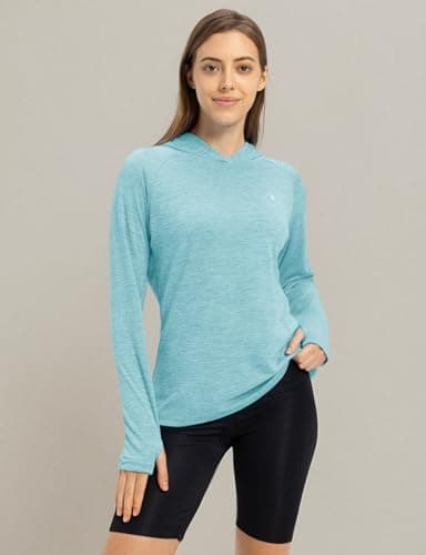 TBMPOY Womens UPF 50+ Sun Protection Hoodie Shirt Long Sleeve Fishing Hiking Outdoor UV Shirt Lightweight Light Blue XXL - Image 9