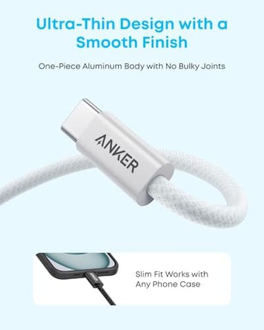 Anker Zolo USB to USB C Cable, Seamless CarPlay Connesction, Durable and Braided Type C Cable, Premium Look with Slim Connector, for iPhone 17/16 Series, iPad Pro, and More (Black, 3.3FT) - Image 6