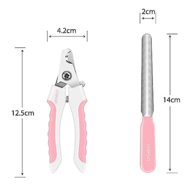 OneCut 4.7" Small Dog & Cat Nail Clipper Stainless Steel Cat Claw Trimmers for Rabbits, Guinea Pigs, Birds, Puppies, Kittens and Small Animals Pet Nail Clipper for Professional and Home Use (Pink) - Image 2
