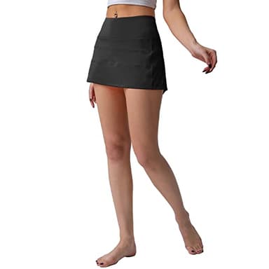 Husnainna High Waisted Pleated Tennis Skirt with Pockets Athletic Golf Skorts for Women Casual Workout Built-in Shorts 018BZQ-Black/d8 - Image 7