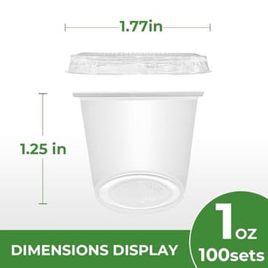 biocean Plastic Portion Cups with Lids (1oz-100CT) Jello Shot Cups with Lids Jello Shot Cups Condiment Cups Salad Dressing Containers for Jams, Honey, Sauce - Image 4