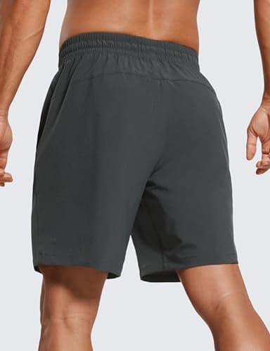 CRZ YOGA Men's Linerless Workout Shorts - 7'' Quick Dry for Running Sports Athletic Gym with Pockets Ink Gray Large - Image 2