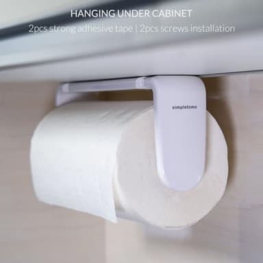 simpletome Paper Towel Holder ONE Hand Tear Adaptive Tension Arm Adjustable Length 9.4-11inch/24-28cm (White) - Image 4