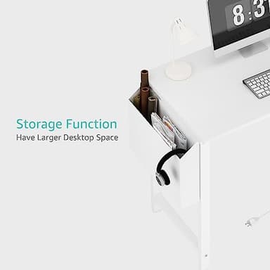 Lufeiya White L Shaped Computer Desk with Power Outlet Shelves, 40 Inch Small Reversible Corner Desk for Small Space Home Office, L-Shaped Desk PC Desks, White - Image 9