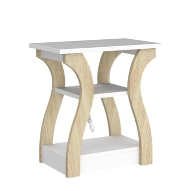 FROMJBEST End Table Set of 2 with Charging Station, Side Table with USB Ports and Outlets, Nightstand, 3 Tier End Table with Storage Shelf for Living Room, Bedroom (White Set of 2) - Image 4