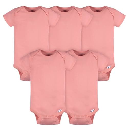 Gerber Baby Neutral 5 Pack Onesies Multi-packs Bundle Interlock 180 Gsm, Mauve Pink, 18 Months - Image 1