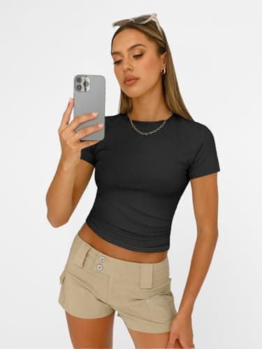 AUTOMET Womens Short Sleeve T Shirts Basic Summer 2025 Workout Tops Crew Neck Gym Crop Tops Trendy Y2K Clothes - Image 7