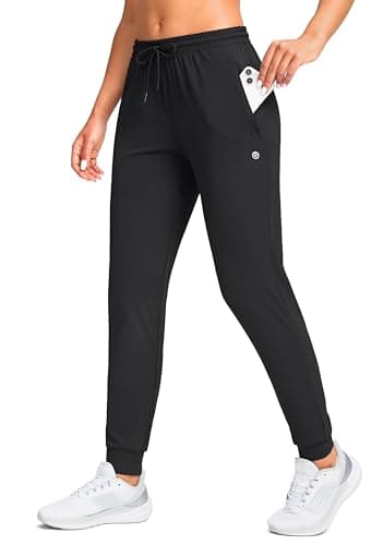 G Gradual Women's Joggers Pants with Zipper Pockets Tapered Running Sweatpants for Women Lounge, Jogging (Black, X-Large) - Image 1