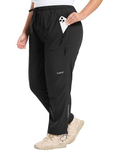 baleaf Plus Size Pants for Women Hiking Cargo Water Resistant UPF 50+ Cargo Joggers Zipper Pockets Black 4XL - Image 1