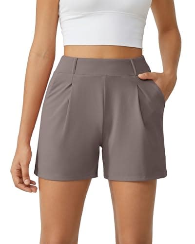 G4Free Taupe Shorts for Women Dressy Casual Summer High Waisted Pleated Wide Leg Tailored Lounge Trouser Shorts(Taupe, M) - Image 1