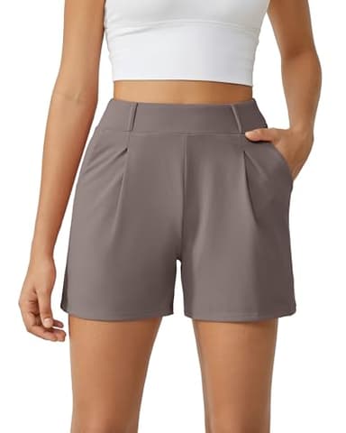 G4Free Taupe Shorts for Women Dressy Casual Summer High Waisted Pleated Wide Leg Tailored Lounge Trouser Shorts(Taupe, M) - Image 1