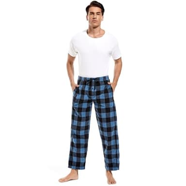 DG Hill Pajama Pants Mens - PJ Bottoms Fleece Lounge Pants Sleepwear - Plaid PJs with Pockets Microfleece Sleep Pant for Winter - Image 5