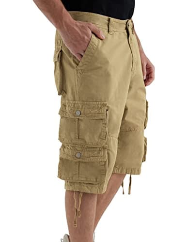 YGREYG Mens Cargo Shorts Long Capri Below The Knee Shorts 3/4 Relaxed Fit Long Shorts with Pockets Khaki 34 - Image 2