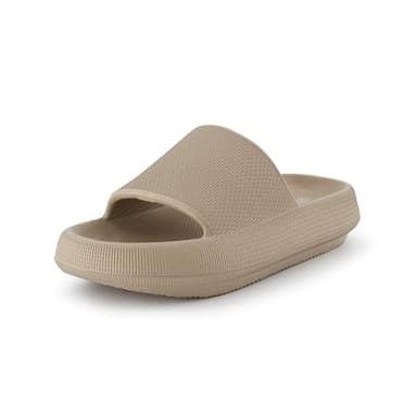 CUSHIONAIRE Feather EVA Slides for Women – Comfortable Slip On Womens Slippers, Indoor Outdoor Shower Shoes, Beach Essential Cloud Slides, PUTTY 7 - Image 7