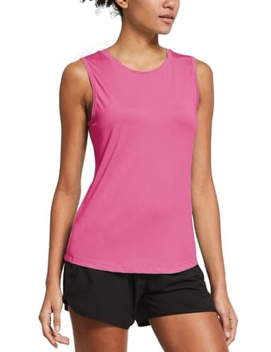 baleaf Women's Workout Tank Tops Sleeveless Exercise Tennis Running Shirts Activewear Fitness Gym Tops Pink S - Image 2