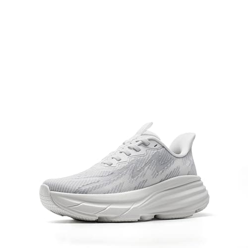 ALLSWIFIT Women's Slip On Walking Shoes Hands-Free Cushion Running Tennis SwiftPlush Non-Slip Comfortable Workout Gym Athletic Fashion Sneakers,Size 9,White,AWUMRS2512