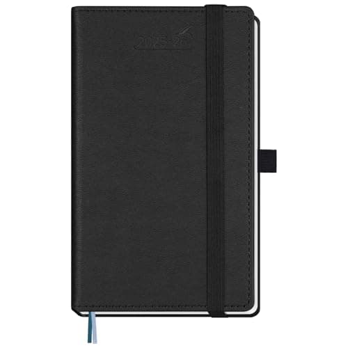 BEZEND Pocket Planner 2025-2026 Weekly and Monthly, 3.5" x 6" Academic Planner (Jul 25-Dec 26) 18-Month Mid-Year Calendar Book, Storage Pocket, Pen Holder, PU Leather Hardcover - Black - Image 1