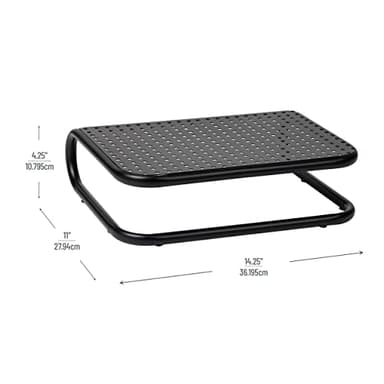 Mind Reader Monitor Stand, Set of 2, Ventilated Laptop Riser, Desktop Organizer, Metal, 14.25"L x 11"W x 4.25"H, Black - Image 3